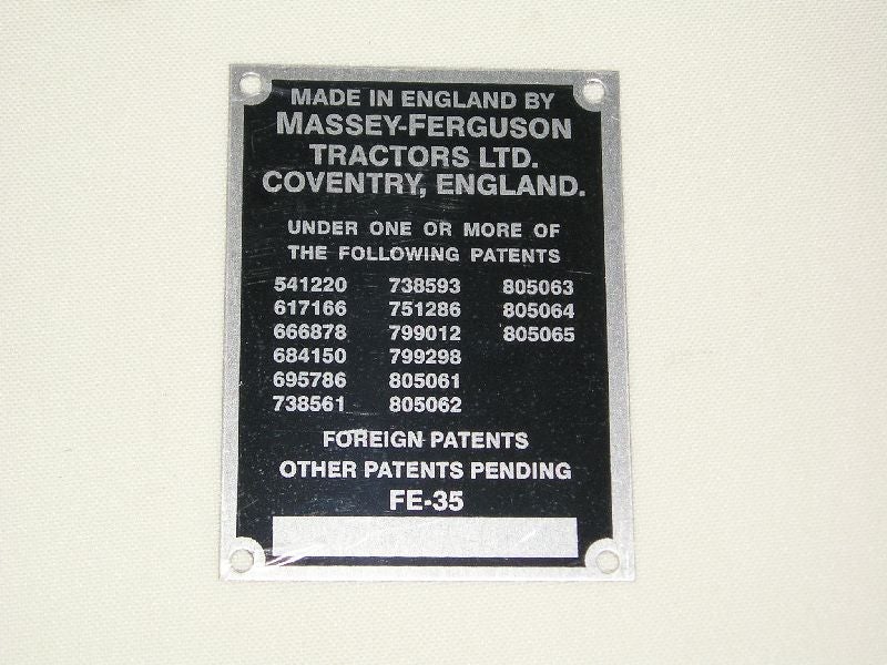 Typenschild FE 35