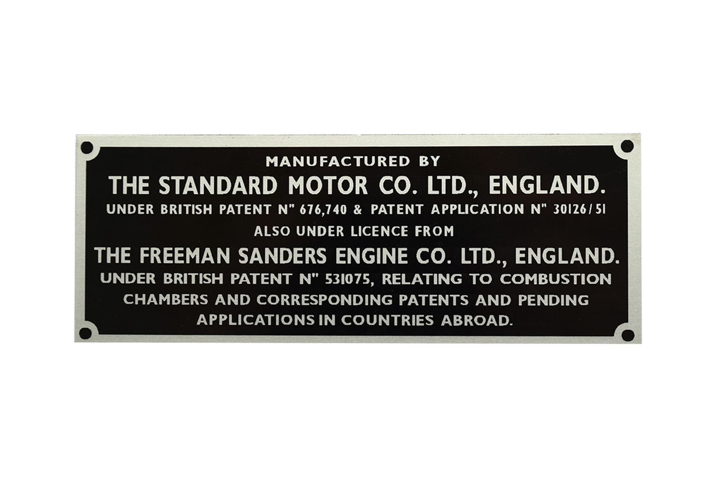 Motortypenschild für TEF