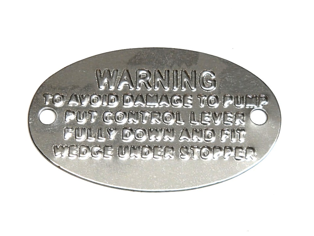 Warnplakete Hydraulik TE