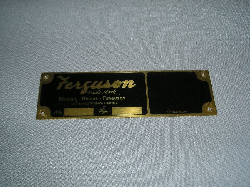 Typenschild für Ferguson Geräte