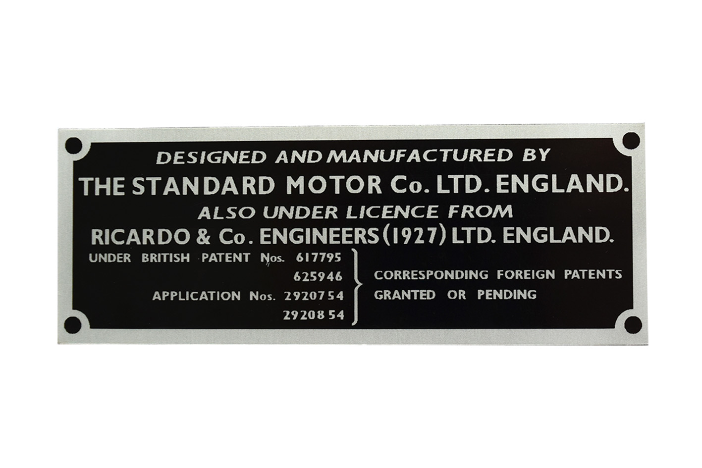 Motortypenschild Ricardo